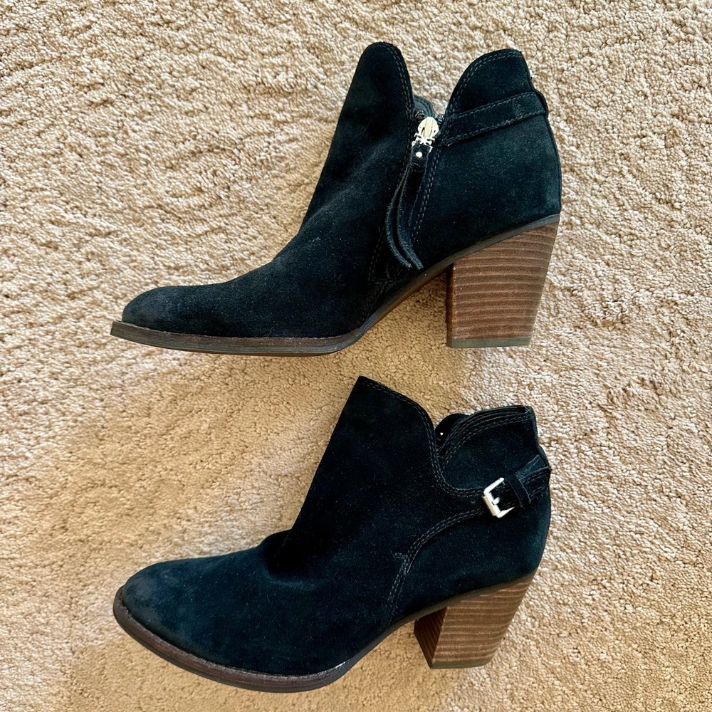 Sam Edelman Womens Mari Ankle Boots Block Heel Zip Up Black Suede Size 8M